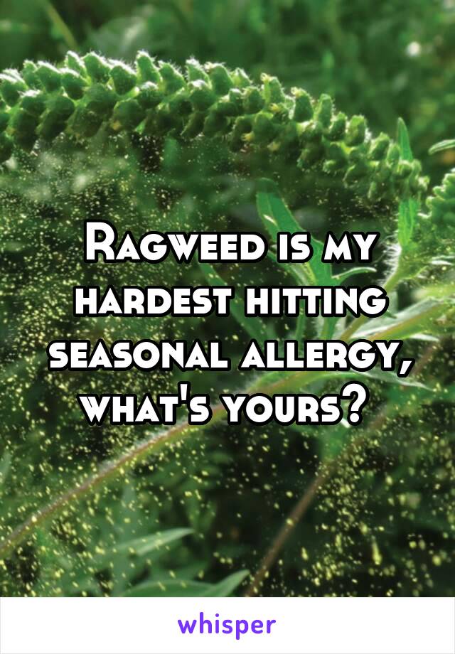 Ragweed is my hardest hitting seasonal allergy, what's yours? 