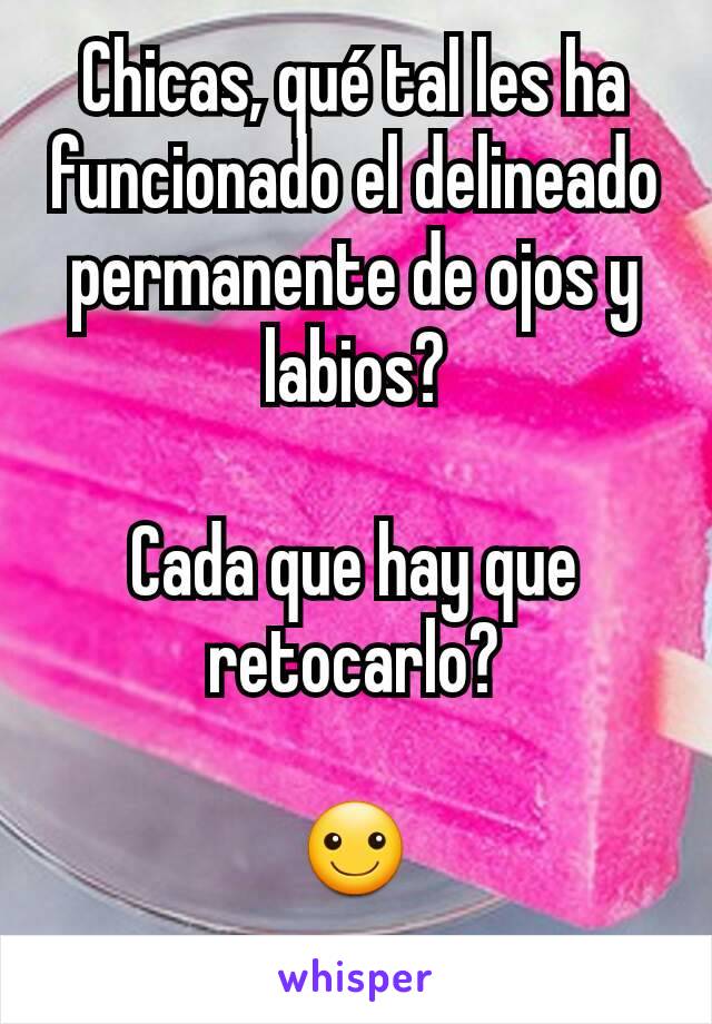 Chicas, qué tal les ha funcionado el delineado permanente de ojos y labios?

Cada que hay que retocarlo?

☺
