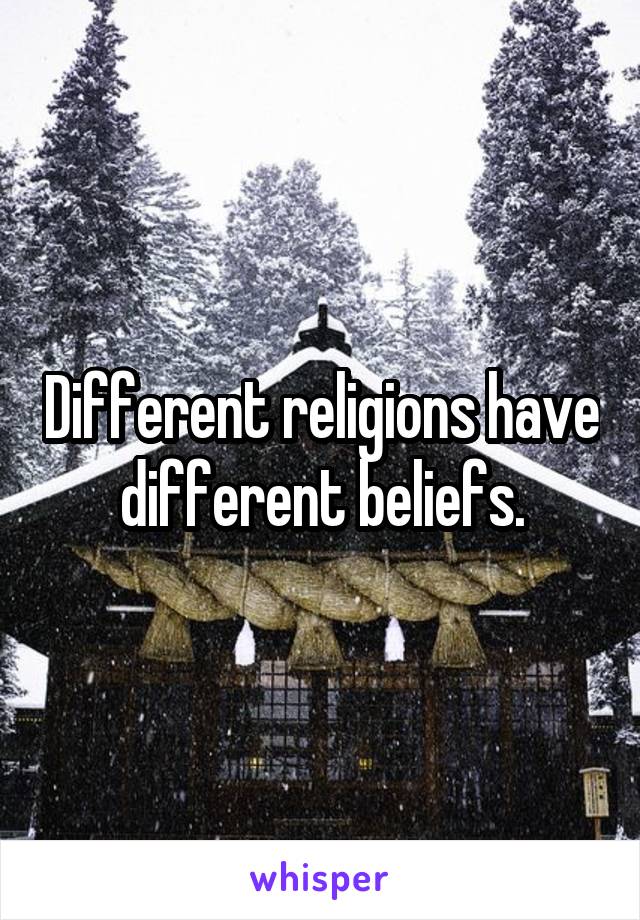 Different religions have different beliefs.