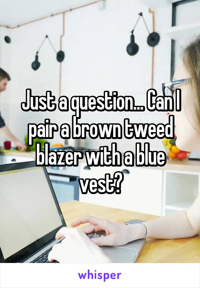 Just a question... Can I pair a brown tweed blazer with a blue vest?