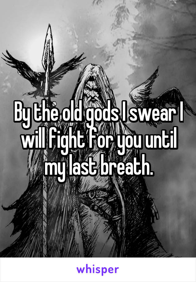 By the old gods I swear I will fight for you until my last breath.