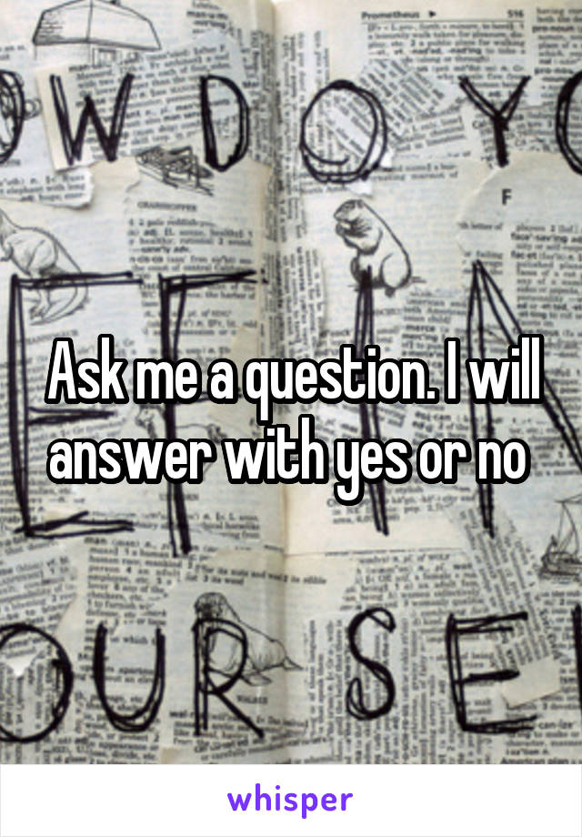 Ask me a question. I will answer with yes or no 