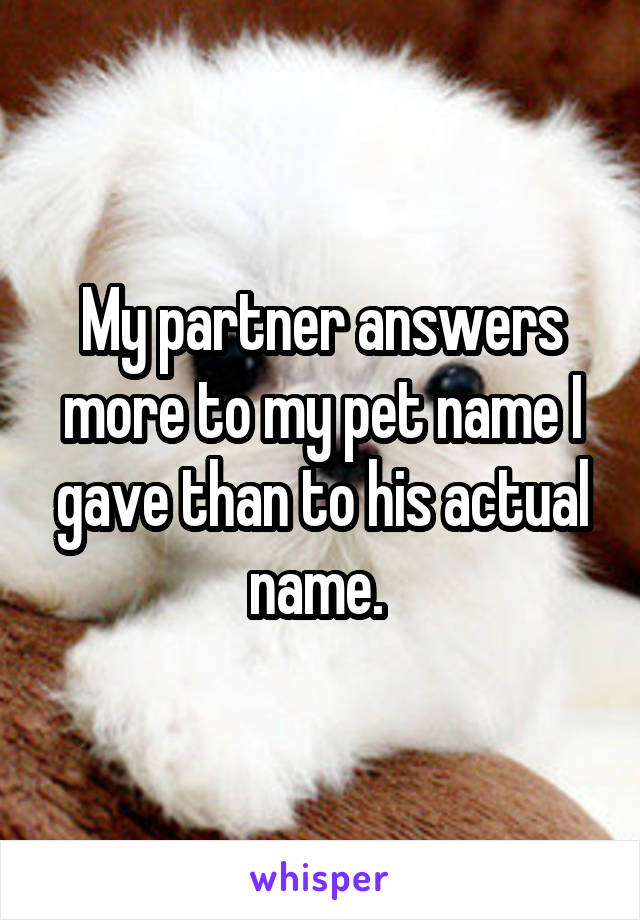 My partner answers more to my pet name I gave than to his actual name. 