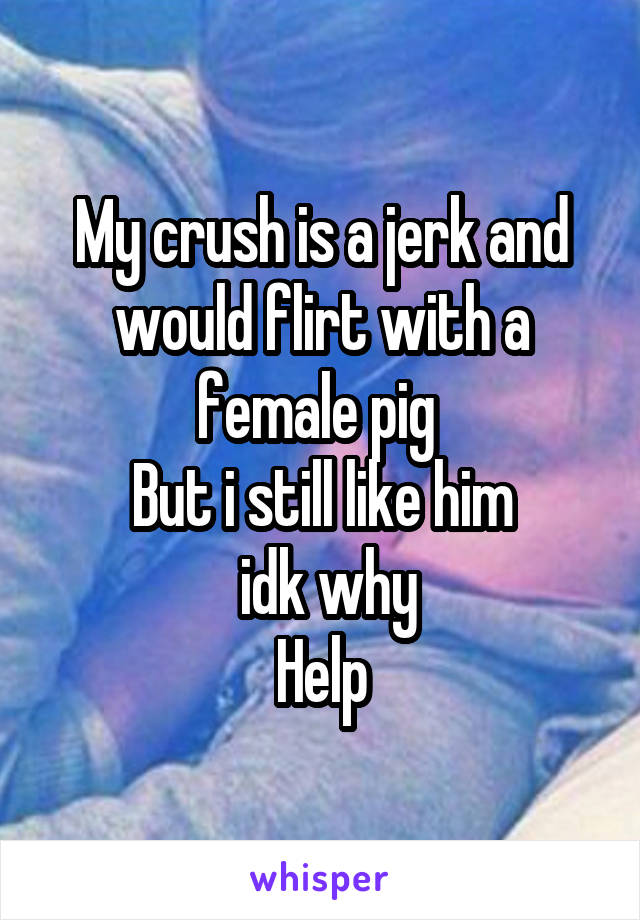 My crush is a jerk and would flirt with a female pig 
But i still like him
 idk why
Help