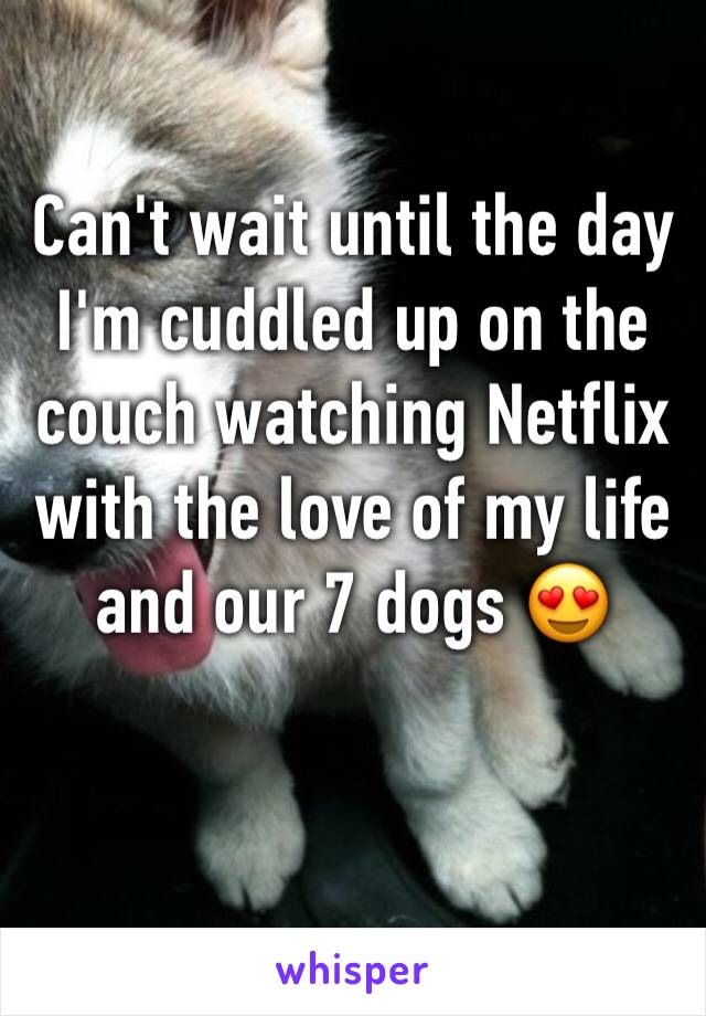 Can't wait until the day I'm cuddled up on the couch watching Netflix with the love of my life and our 7 dogs 😍