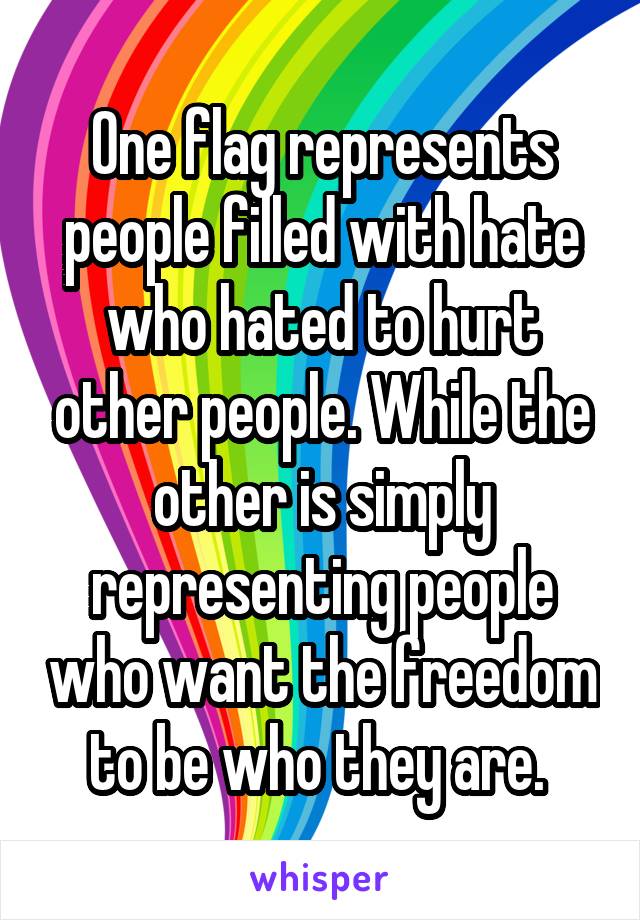 One flag represents people filled with hate who hated to hurt other people. While the other is simply representing people who want the freedom to be who they are. 