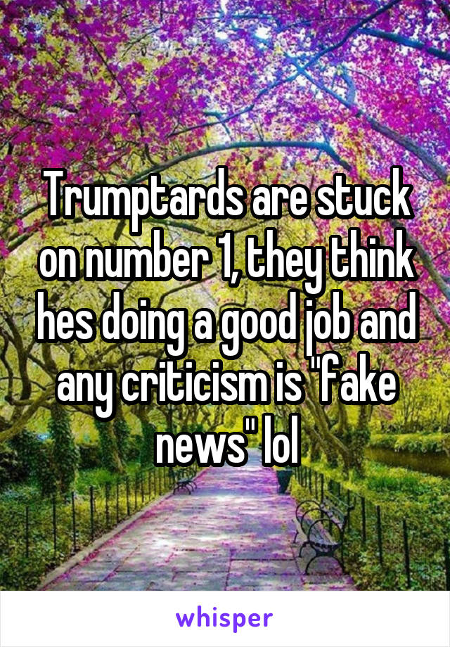 Trumptards are stuck on number 1, they think hes doing a good job and any criticism is "fake news" lol