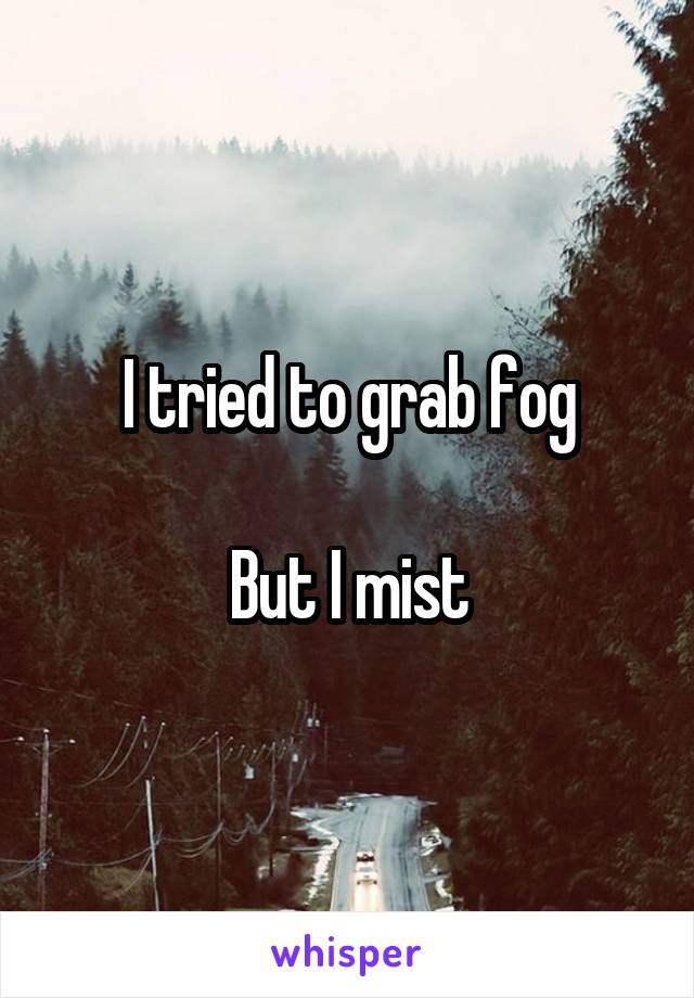 I tried to grab fog

But I mist