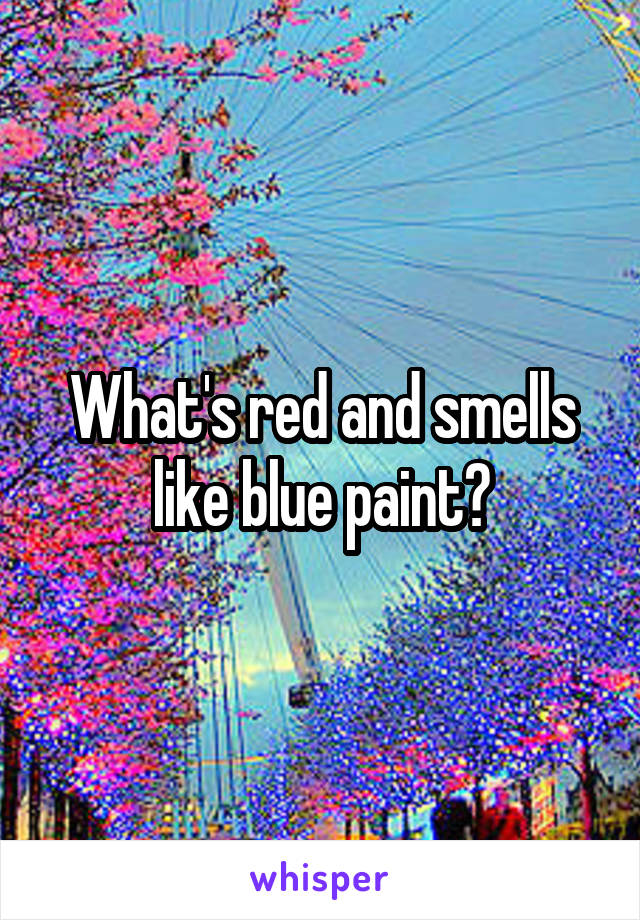 What's red and smells like blue paint?