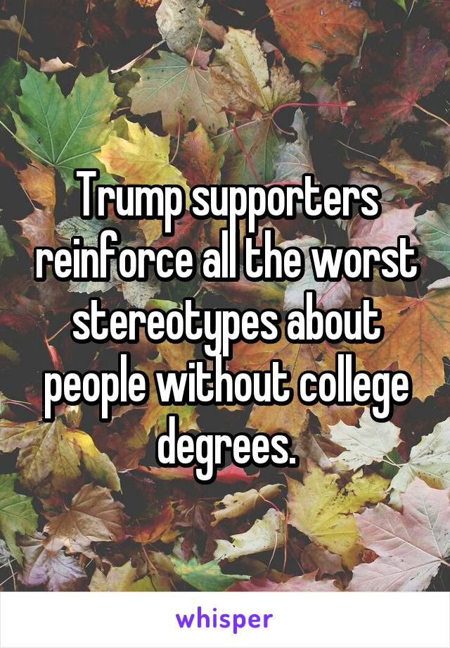 Trump supporters reinforce all the worst stereotypes about people without college degrees.