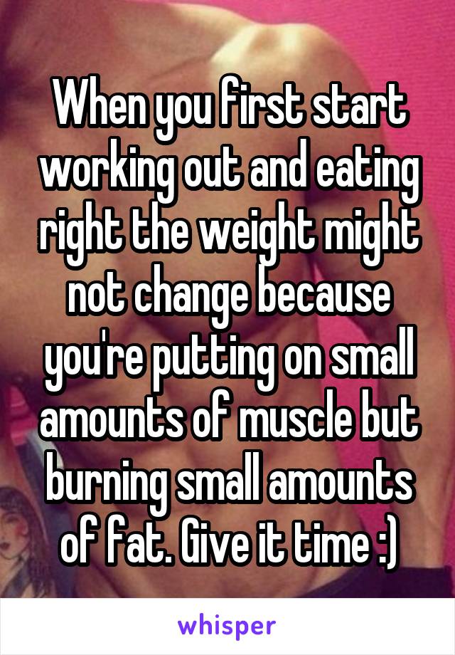 When you first start working out and eating right the weight might not change because you're putting on small amounts of muscle but burning small amounts of fat. Give it time :)