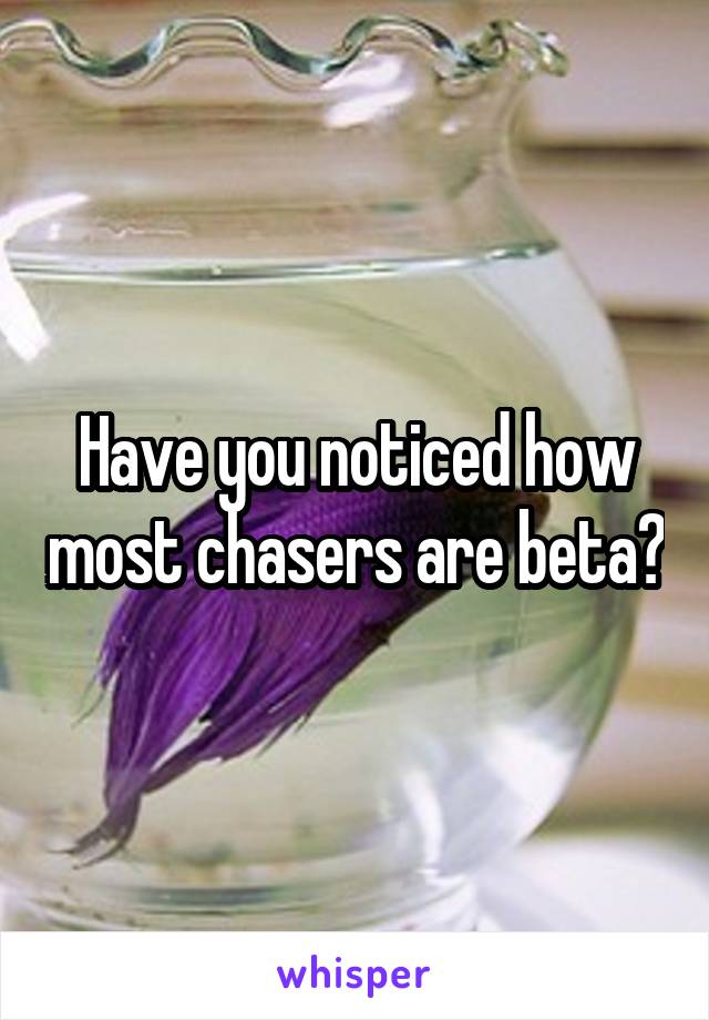 Have you noticed how most chasers are beta?