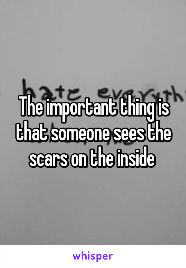 The important thing is that someone sees the scars on the inside 