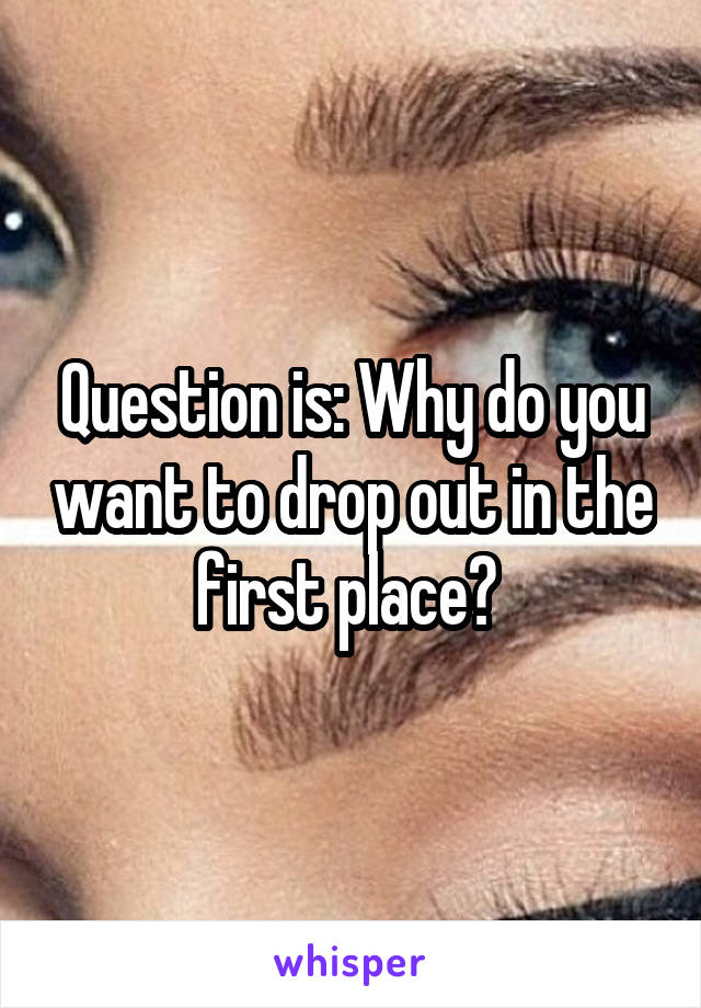 Question is: Why do you want to drop out in the first place? 