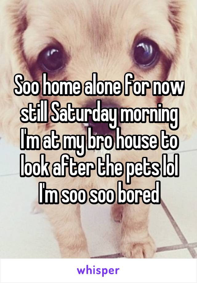 Soo home alone for now still Saturday morning I'm at my bro house to look after the pets lol I'm soo soo bored