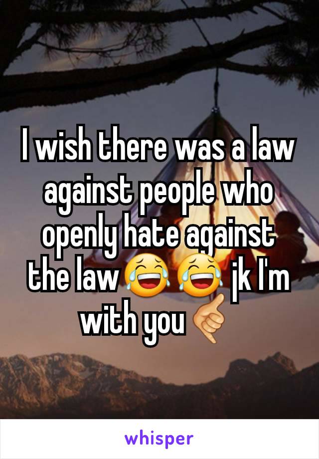 I wish there was a law against people who openly hate against the law😂😂 jk I'm with you🤙