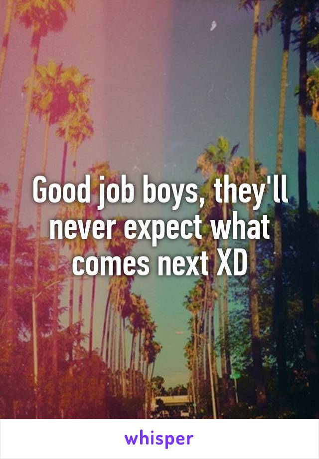 Good job boys, they'll never expect what comes next XD