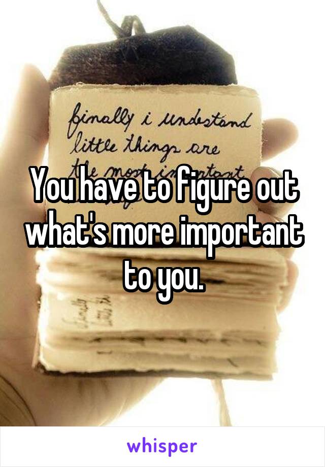 You have to figure out what's more important to you.