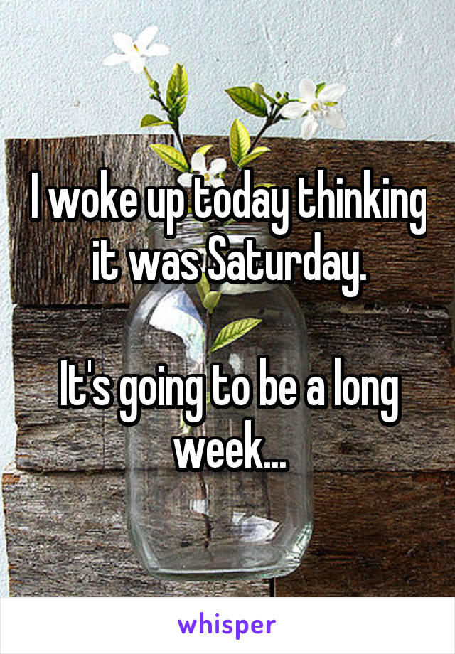 I woke up today thinking it was Saturday.

It's going to be a long week...