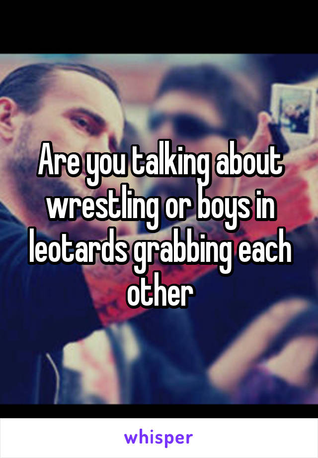 Are you talking about wrestling or boys in leotards grabbing each other