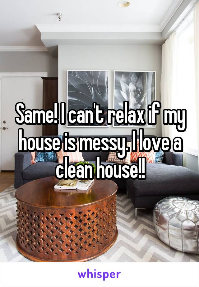 Same! I can't relax if my house is messy. I love a clean house!!