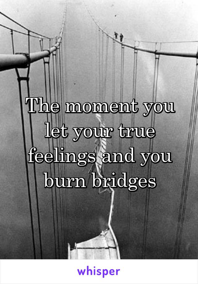 The moment you let your true feelings and you burn bridges