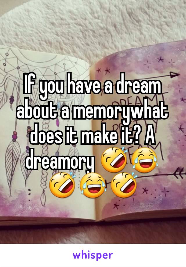 If you have a dream about a memorywhat does it make it? A dreamory 🤣😂🤣😂🤣