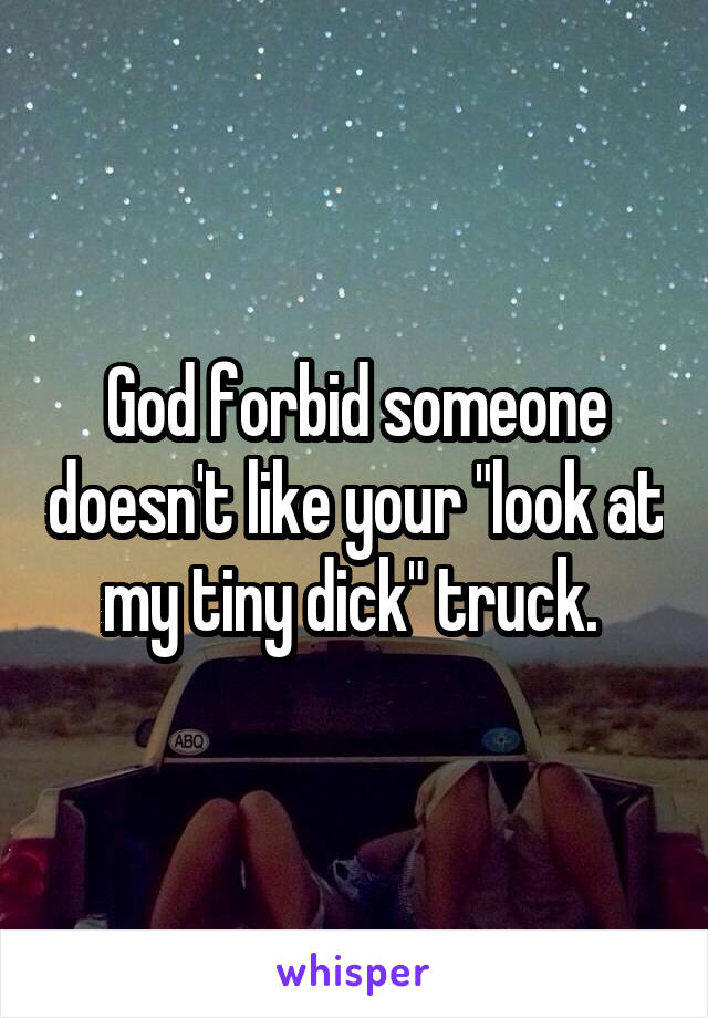 God forbid someone doesn't like your "look at my tiny dick" truck. 