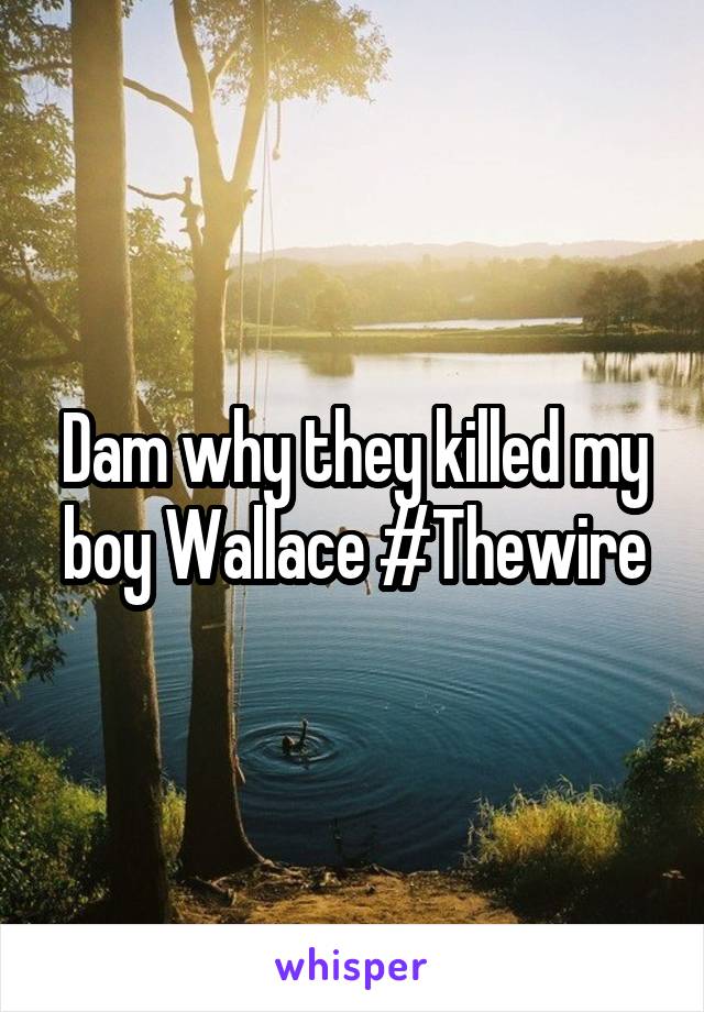 Dam why they killed my boy Wallace #Thewire