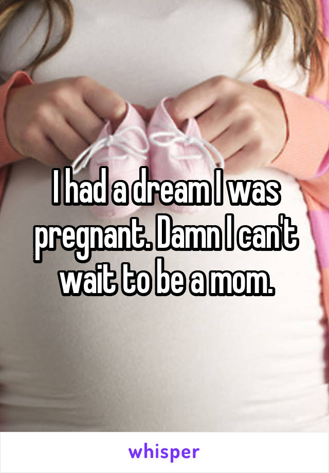 I had a dream I was pregnant. Damn I can't wait to be a mom.