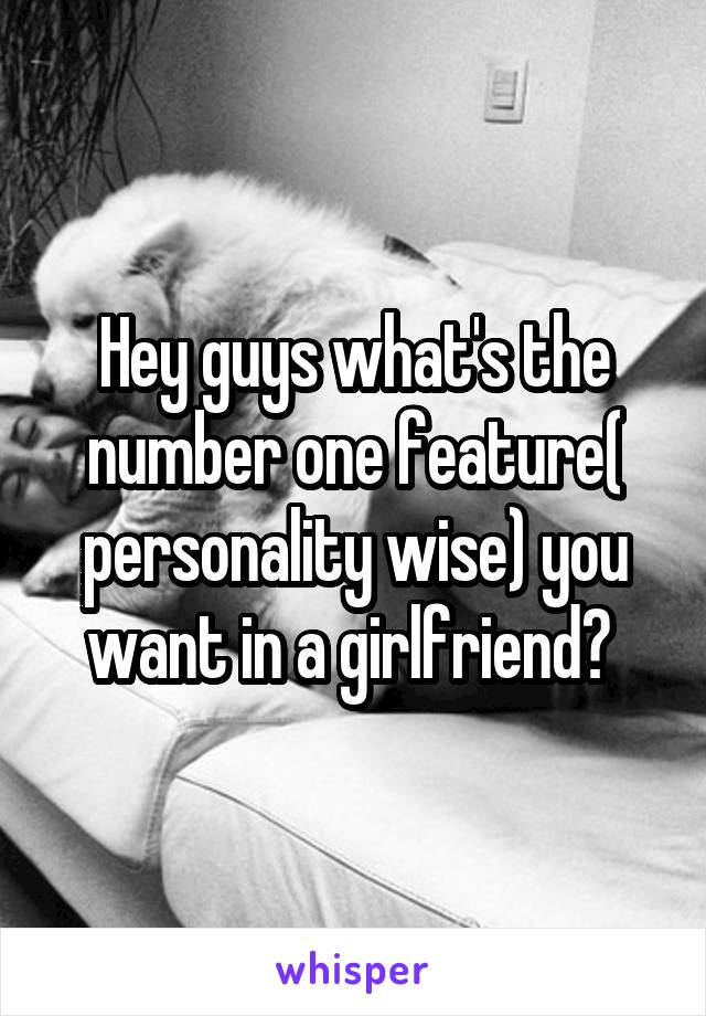 Hey guys what's the number one feature( personality wise) you want in a girlfriend? 