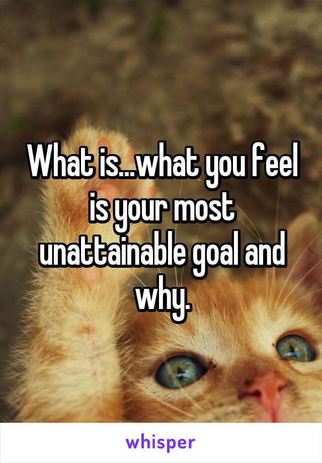 What is...what you feel is your most unattainable goal and why.