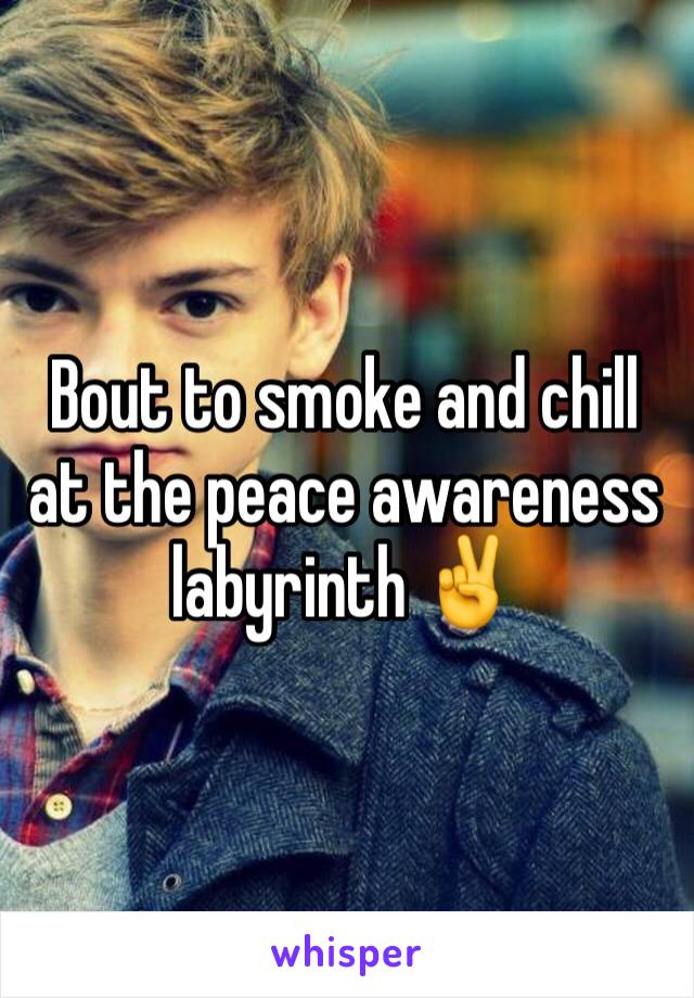 Bout to smoke and chill at the peace awareness labyrinth ✌️