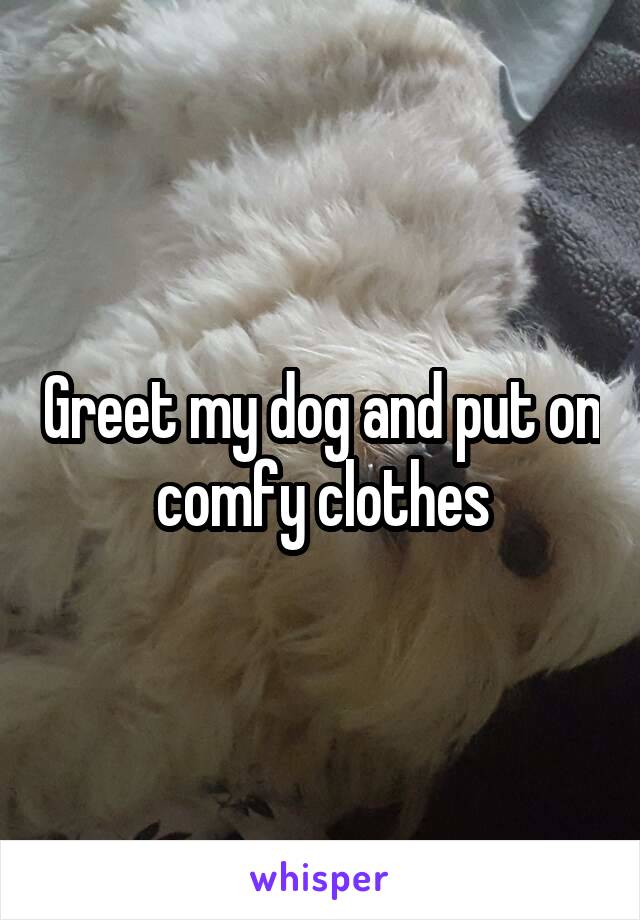 Greet my dog and put on comfy clothes