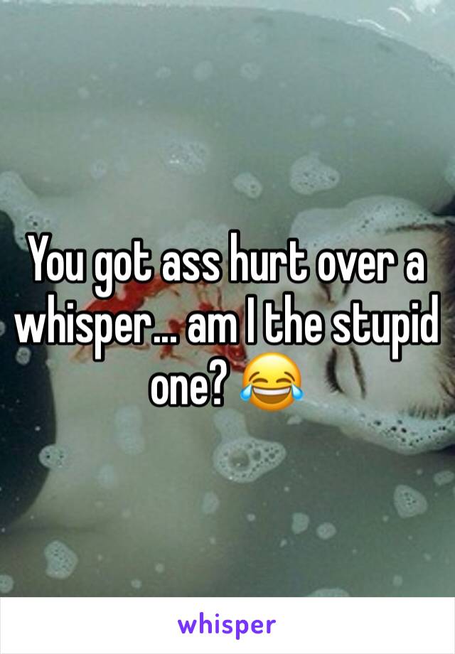 You got ass hurt over a whisper... am I the stupid one? 😂