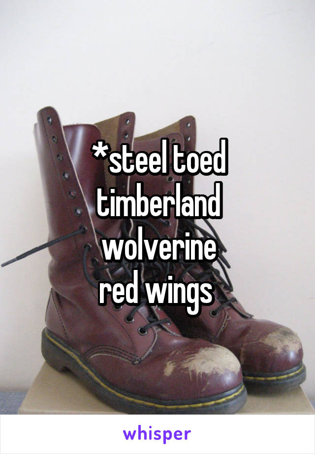 *steel toed
timberland
wolverine
red wings 