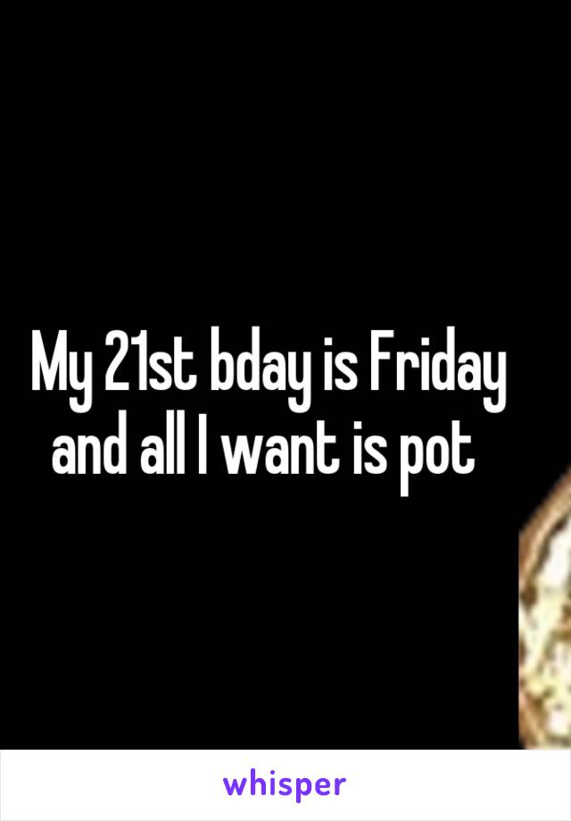 My 21st bday is Friday and all I want is pot 