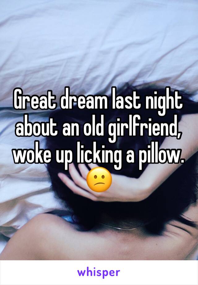 Great dream last night about an old girlfriend, woke up licking a pillow. 😕