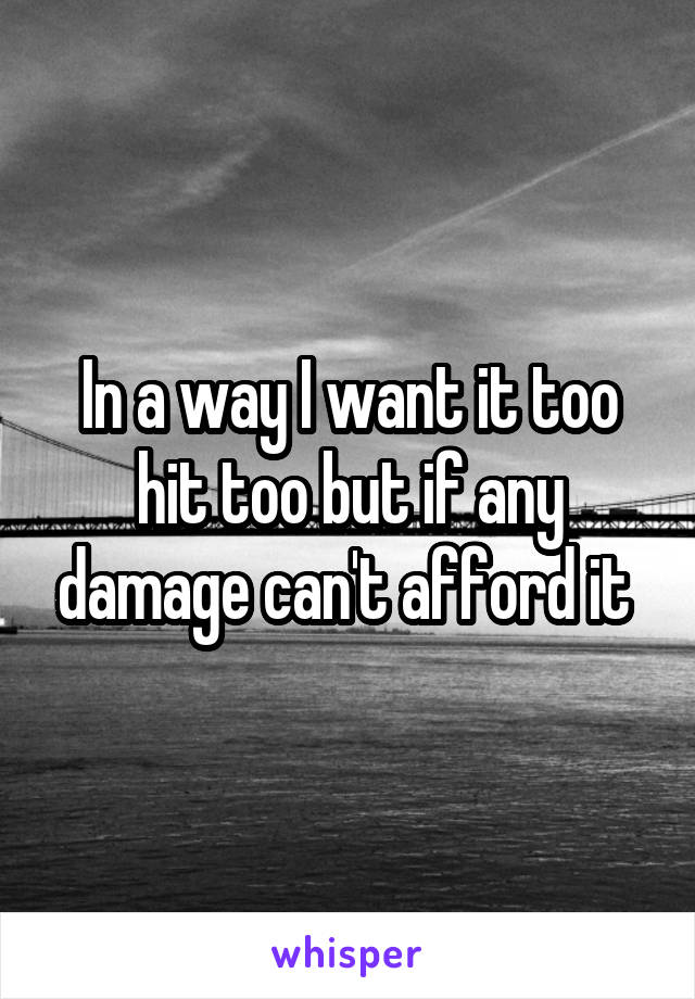 In a way I want it too hit too but if any damage can't afford it 