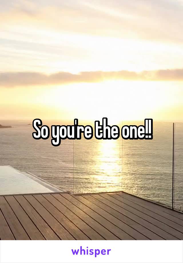 So you're the one!!