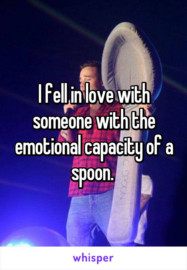 I fell in love with someone with the emotional capacity of a spoon. 