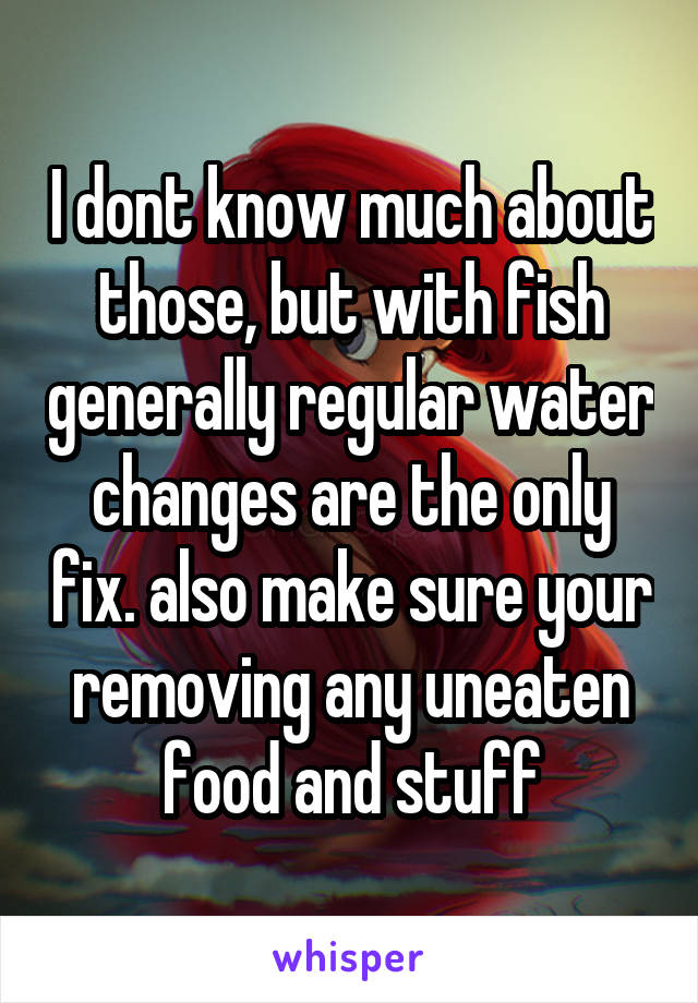 I dont know much about those, but with fish generally regular water changes are the only fix. also make sure your removing any uneaten food and stuff