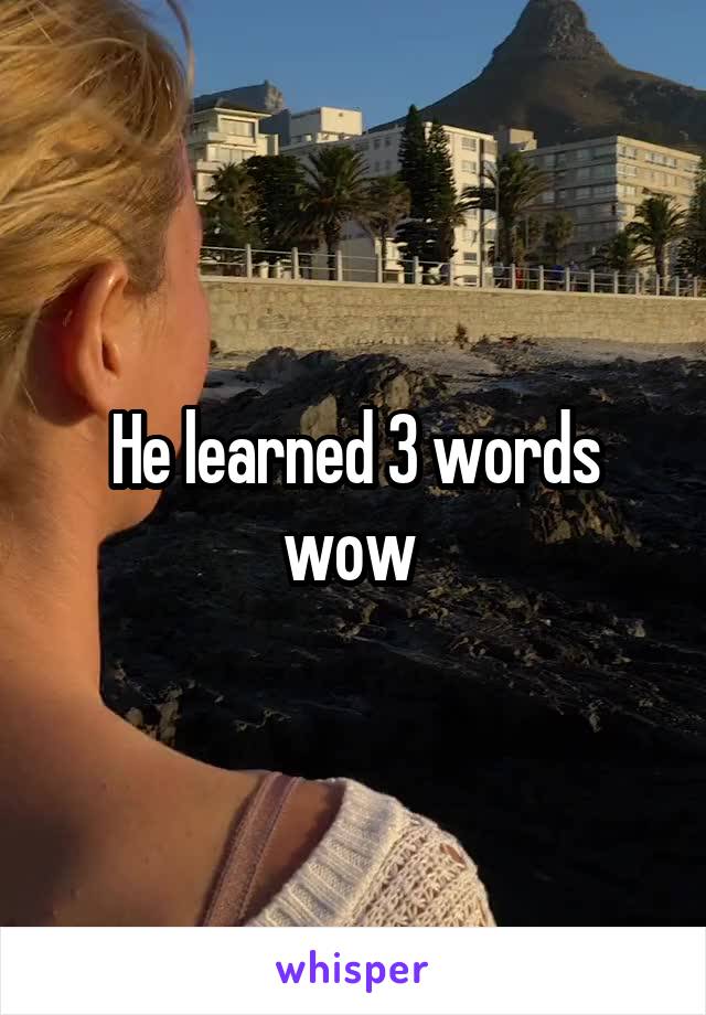 He learned 3 words wow 