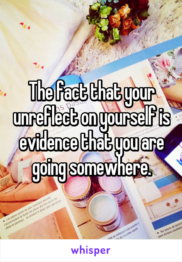 The fact that your unreflect on yourself is evidence that you are going somewhere.