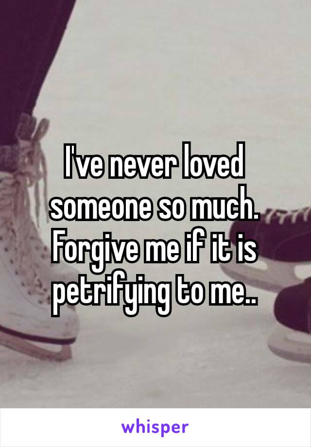 I've never loved someone so much. Forgive me if it is petrifying​ to me..