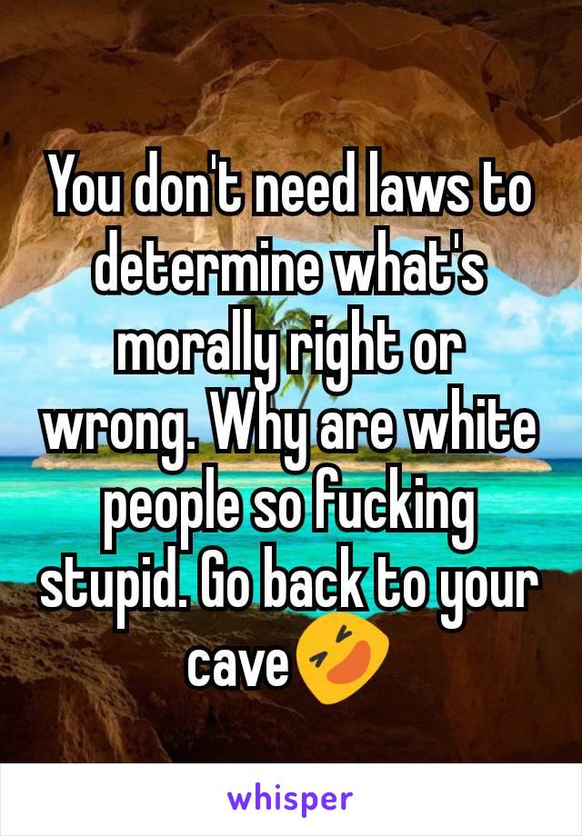 You don't need laws to determine what's morally right or wrong. Why are white people so fucking stupid. Go back to your cave🤣