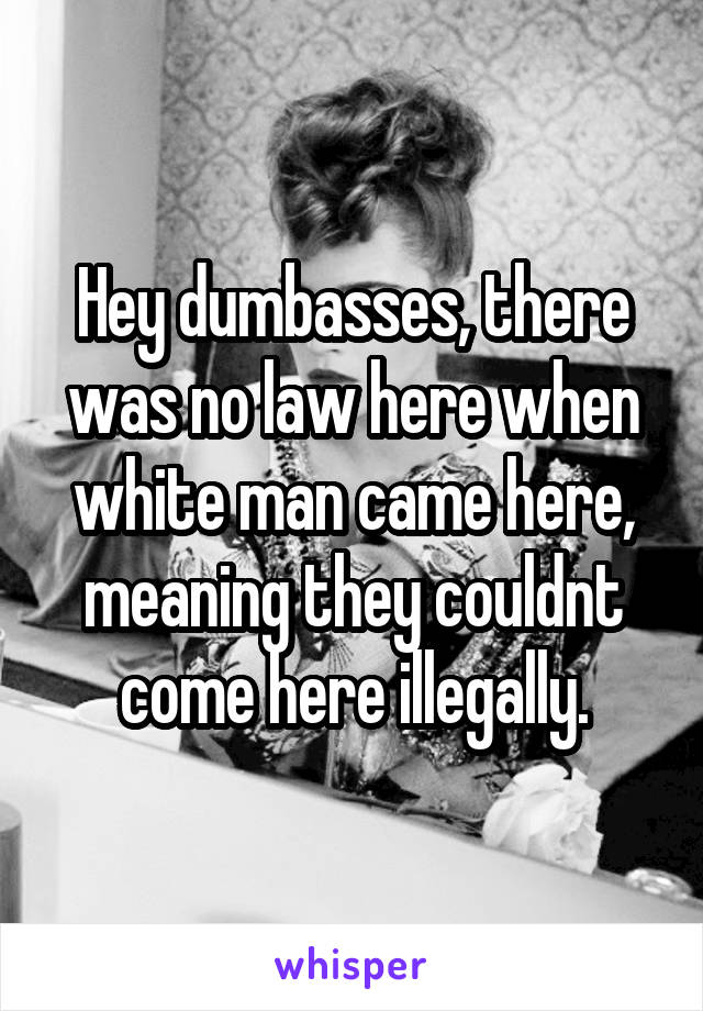 Hey dumbasses, there was no law here when white man came here, meaning they couldnt come here illegally.