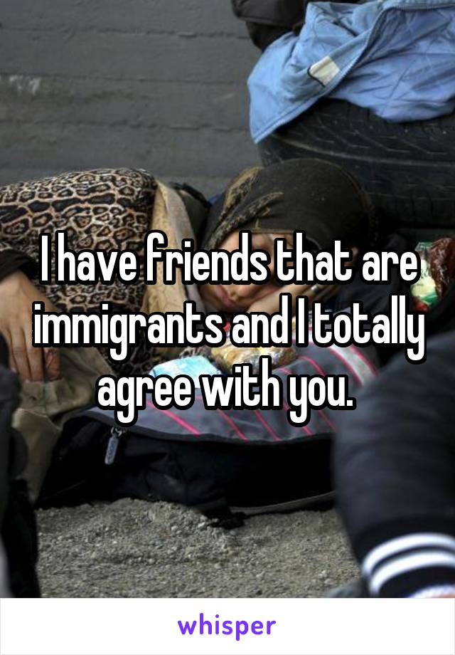 I have friends that are immigrants and I totally agree with you. 