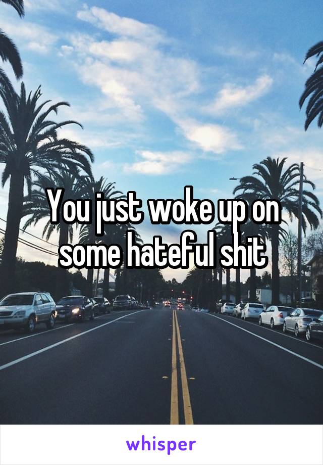 You just woke up on some hateful shit