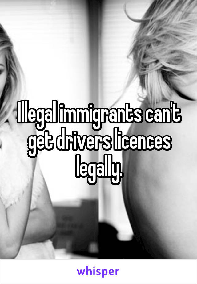 Illegal immigrants can't get drivers licences legally.